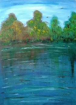 An der Saale  30 x 40 Leinwand